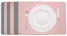 Sets de Table Cookinglife - Double face - Cuir vegan - Gris / Rose 46 x 33 cm - 6 pièces