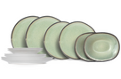 Service de vaisselle Cosy & Trendy Fez Vert - 12 pièces / 4 personnes - 4 Assiette plates, 4 assiettes à petit-déjeuner en 4 assiettes creuses