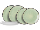 Service de vaisselle Cosy & Trendy Fez Vert - 8 pièces / 4 personnes - 4 Assiette plates en 4 assiettes à petit-déjeuner