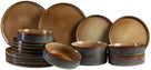 Service de vaisselle Cosy & Trendy Quintana Amber 18 pièces / 6 personnes - 6 Assiette plates, 6 assiettes creuses en 6 assiettes à petit-déjeuner