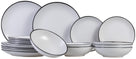 Service de vaisselle Cosy & Trendy Speckle - Blanc 18 pièces / 6 personnes - 6 Assiette plates, 6 assiettes creuses en 6 assiettes à petit-déjeuner