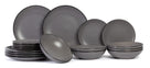 Service de vaisselle Cosy & Trendy Speckle - Gris 18 pièces / 6 personnes - 6 Assiette plates, 6 assiettes creuses en 6 assiettes à petit-déjeuner