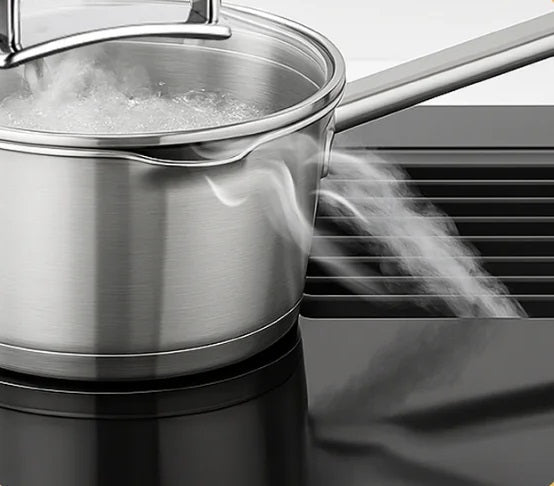 Batterie de cuisine à évacuation descendante