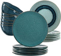 Leonardo Service de Vaisselle Matera (Assiettes plates + Assiettes petit-déjeuner + Bols) - Bleu - 18 pièces / 6 personnes