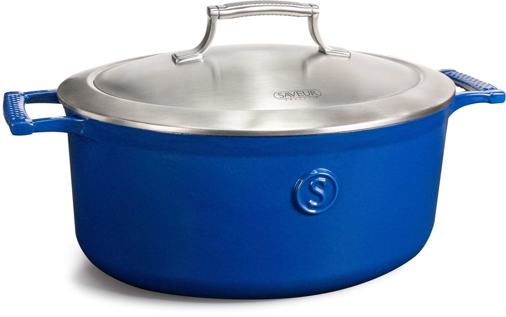 Saveur sélectionne la cocotte ovale Voyage - Classic Blue - ø 30 cm - Revêtement antiadhésif émaillé