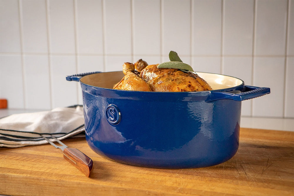 Saveur sélectionne la cocotte ovale Voyage - Classic Blue - ø 30 cm - Revêtement antiadhésif émaillé