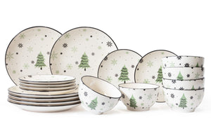 Service de vaisselle Cookinglife - Vaisselle de Noël - Porcelaine - Vert 18 pièces / 6 personnes