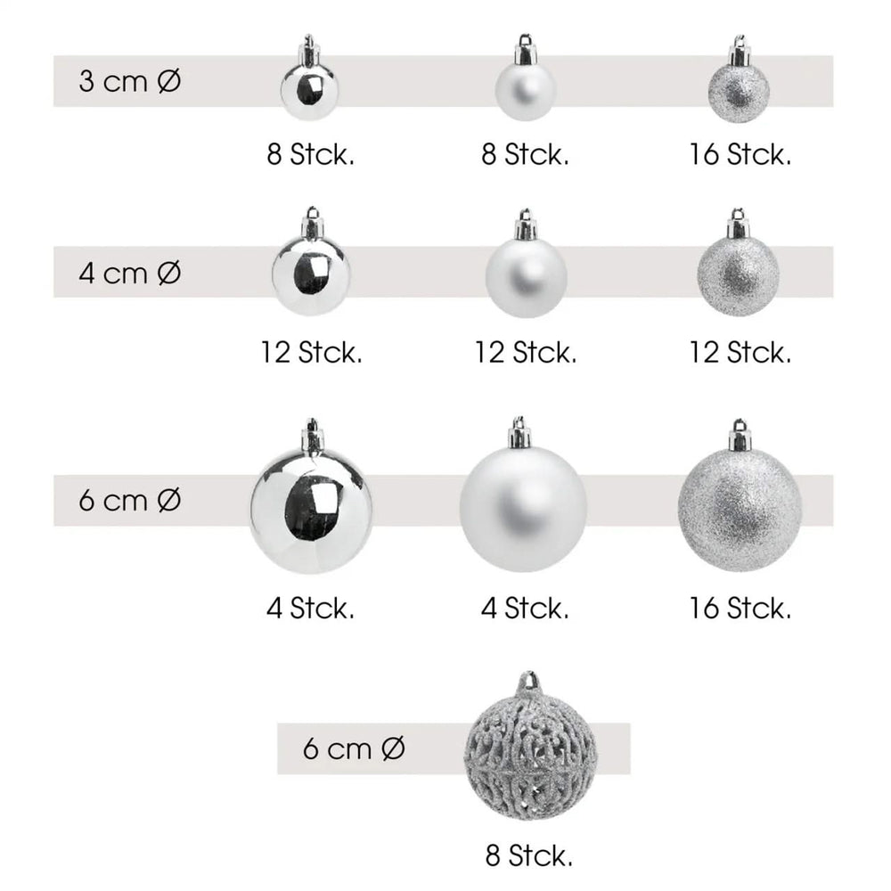 Set Boules de Noël Sareva Argent ø 3, 4 et 6 cm - 100 pièces