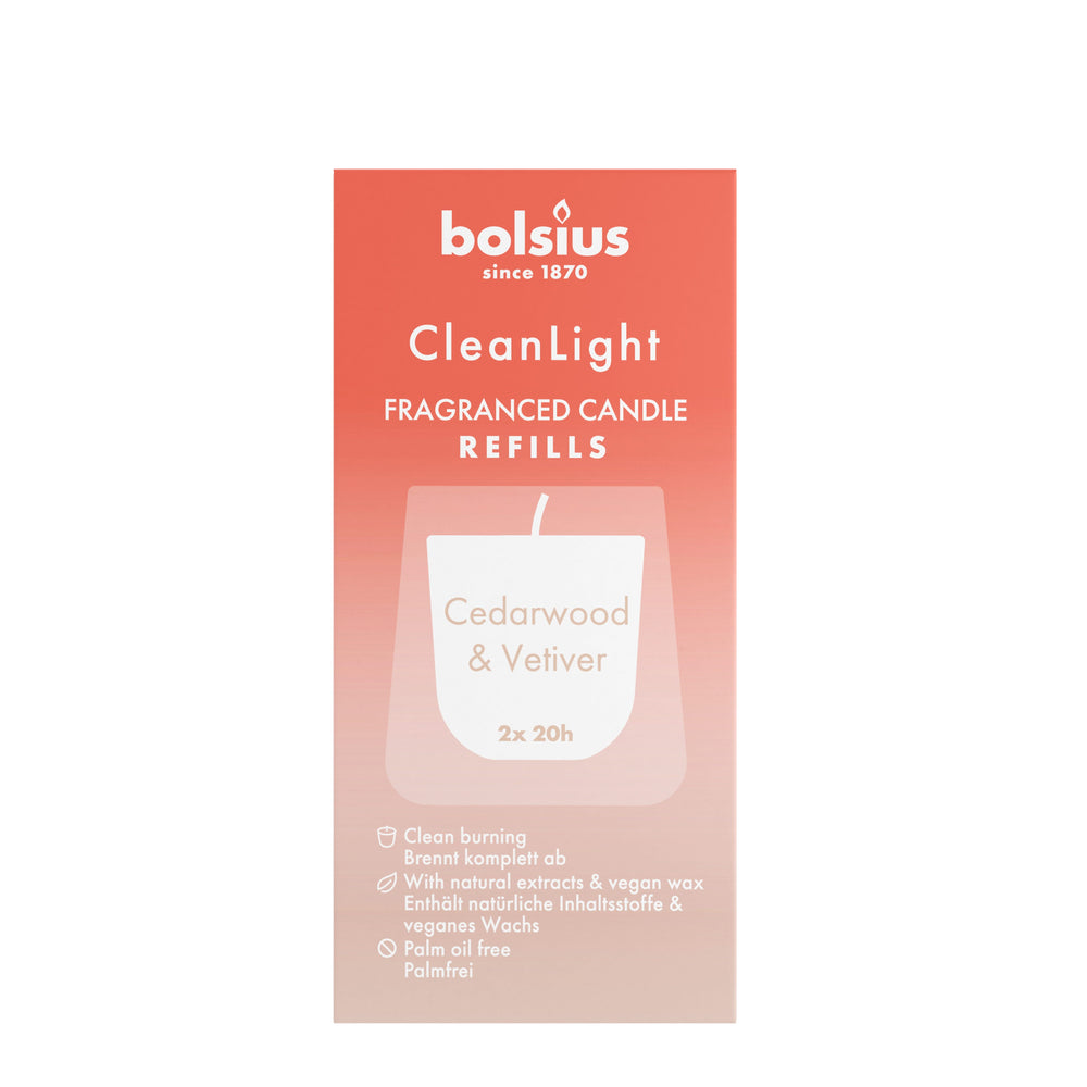 Recharge Bolsius - pour Clean Light - Cèdre & Vétiver - 2 Pièces