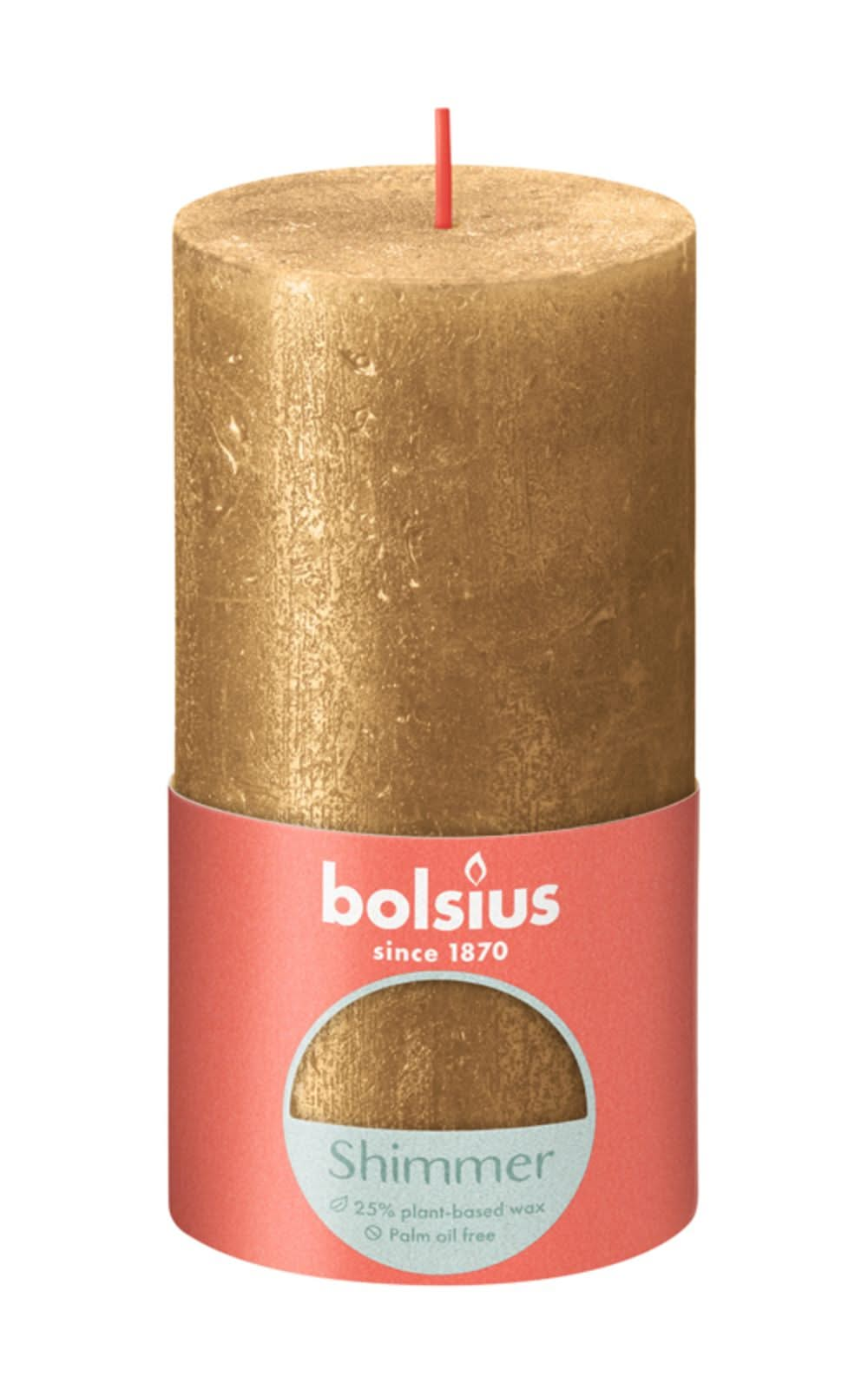 Bougie cylindrique Bolsius Shimmer Gold - 13 cm / ø 7 cm