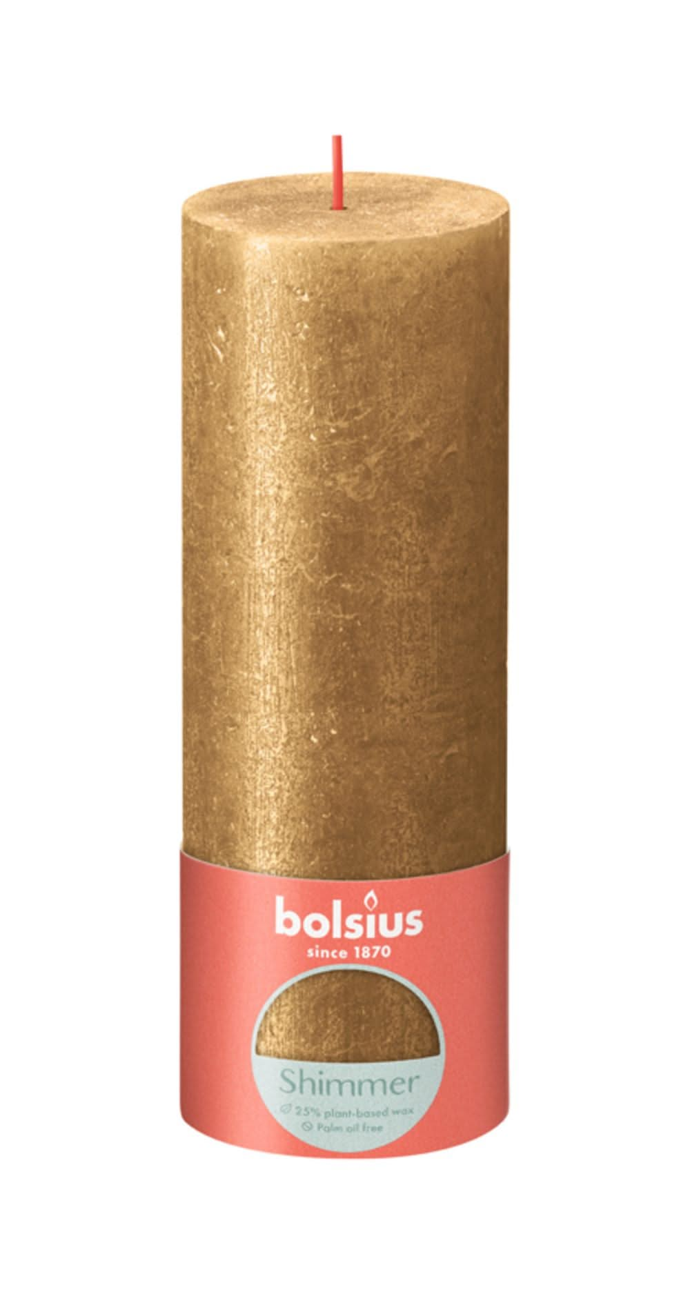 Bougie cylindrique Bolsius Shimmer Gold - 19 cm / ø 7 cm