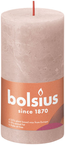 Bougie cylindrique rustique Bolsius Misty Pink - 13 cm / ø 7 cm