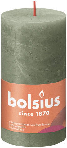 Bougie cylindrique rustique Bolsius Fresh Olive - 13 cm / ø 7 cm