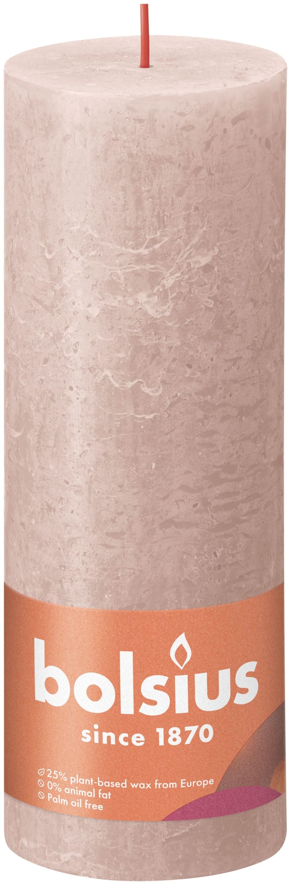 Bougie cylindrique rustique Bolsius Misty Pink - 19 cm / ø 7 cm