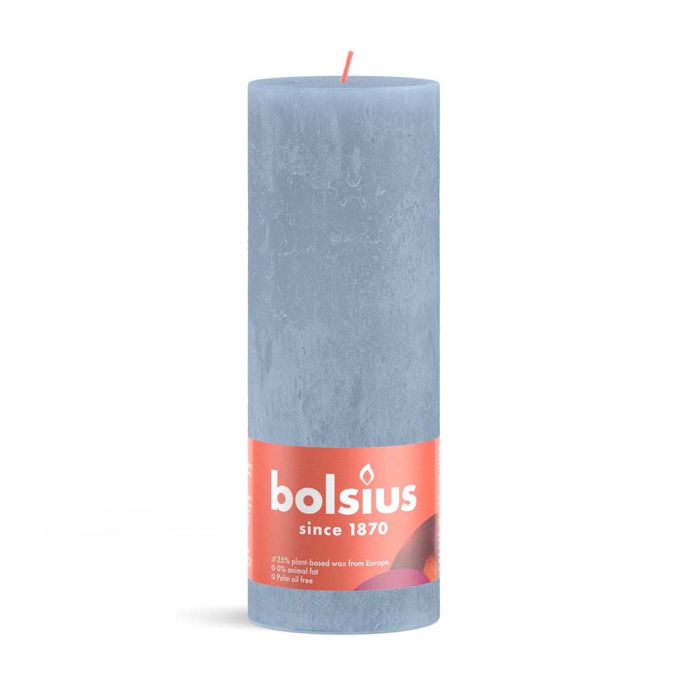 Bougie cylindrique rustique Bolsius Sky Blue - 19 cm / ø 7 cm