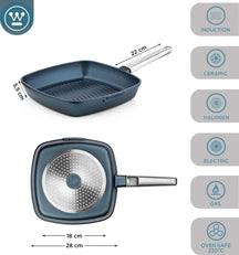 Ensemble de casseroles Westinghouse Performance (poêle wok + poêle grill) ø 28 cm - Bleu - Induction et toutes autres sources de chaleur