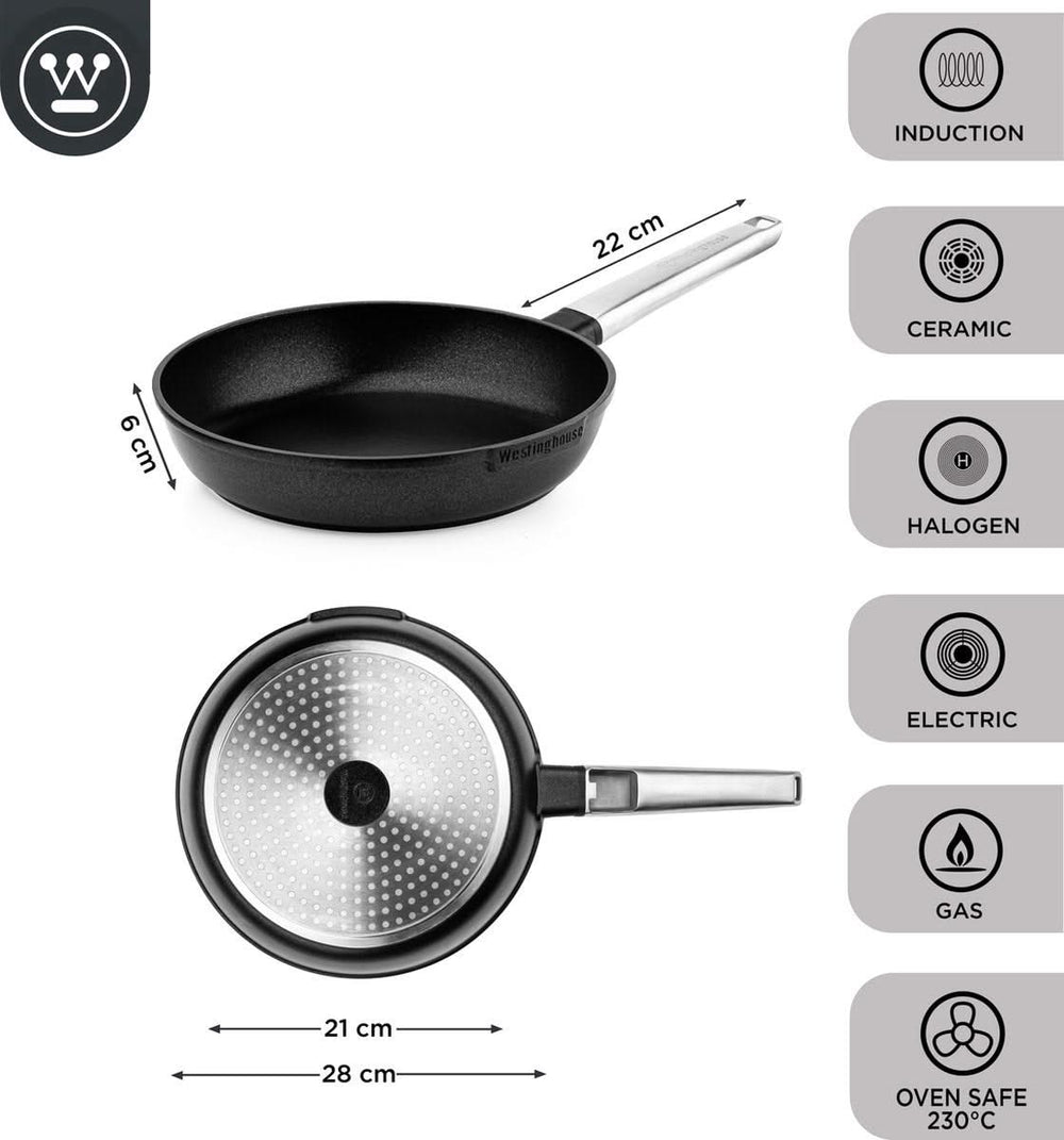 Ensemble de poêles Westinghouse Performance ø 24 et 28 cm - Noir - Induction et toutes autres sources de chaleur