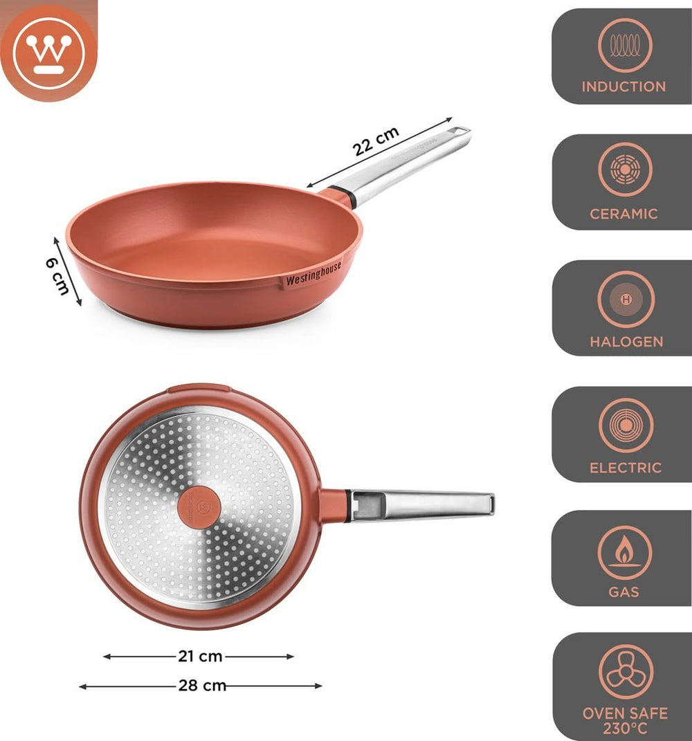 Ensemble de poêles Westinghouse Performance ø 24 et 28 cm - Rouge - Induction et toutes autres sources de chaleur