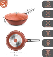 Ensemble de casseroles Westinghouse Performance (poêle wok + poêle grill) ø 28 cm - Rouge - Induction et toutes autres sources de chaleur