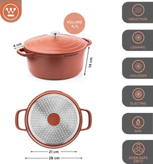 Ensemble de casseroles Westinghouse Performance - Rouge - 8 casseroles - Ensemble de casseroles complet - Induction et toutes autres sources de chaleur