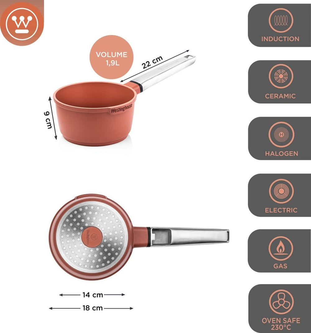 Ensemble de casseroles Westinghouse Performance - Rouge - 8 casseroles - Ensemble de casseroles complet - Induction et toutes autres sources de chaleur