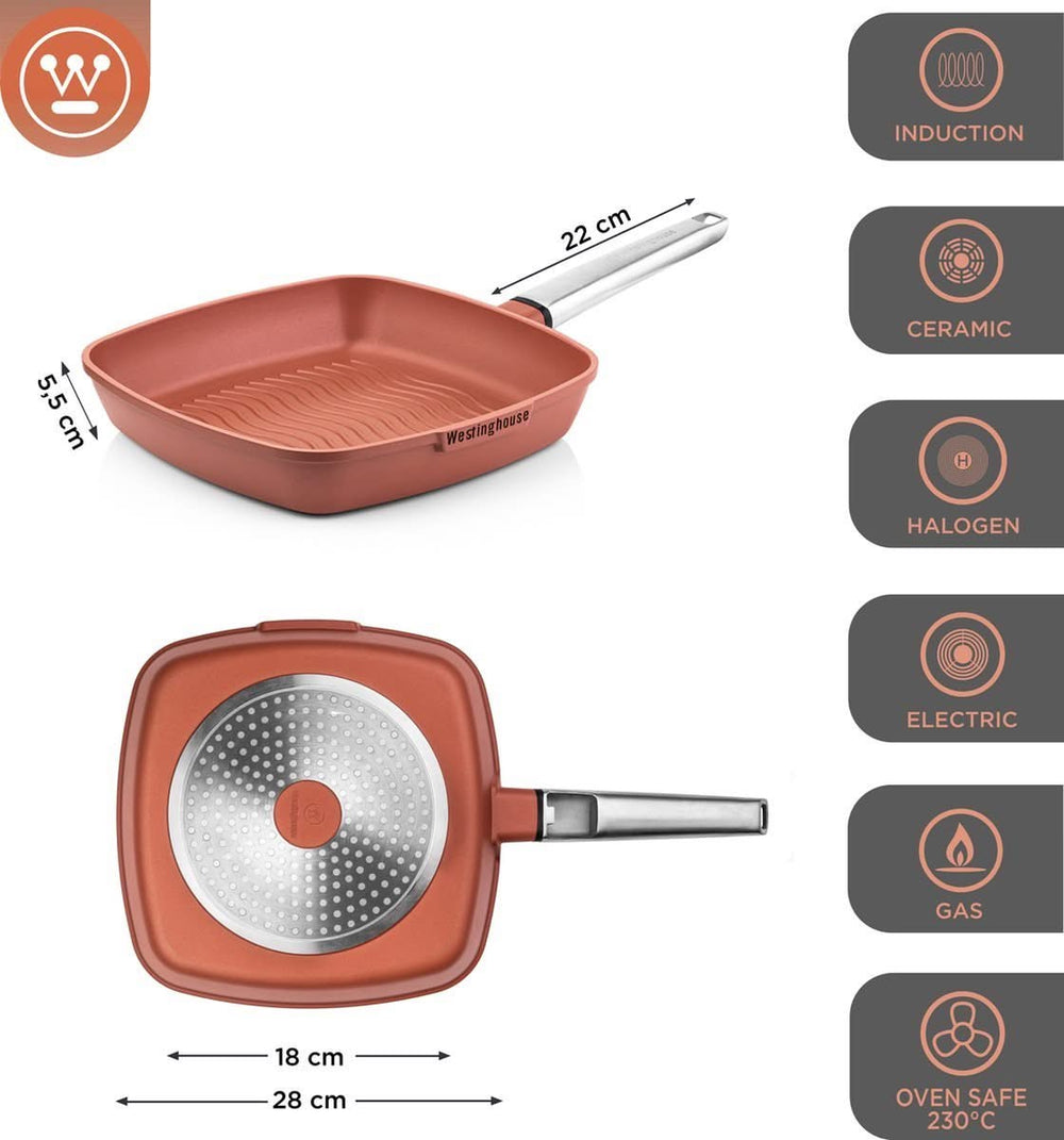 Ensemble de casseroles Westinghouse Performance - Rouge - 8 casseroles - Ensemble de casseroles complet - Induction et toutes autres sources de chaleur