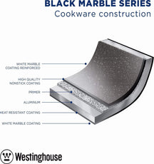 Ensemble de poêles Westinghouse Black Marble (poêle grill de 28 cm + poêle wok de ø 30 cm) - Induction et toutes autres sources de chaleur