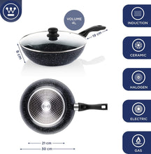 Ensemble de poêles Westinghouse Black Marble (poêle grill de 28 cm + poêle wok de ø 30 cm) - Induction et toutes autres sources de chaleur