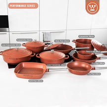 Ensemble de casseroles Westinghouse Performance - Rouge - 8 casseroles - Ensemble de casseroles complet - Induction et toutes autres sources de chaleur