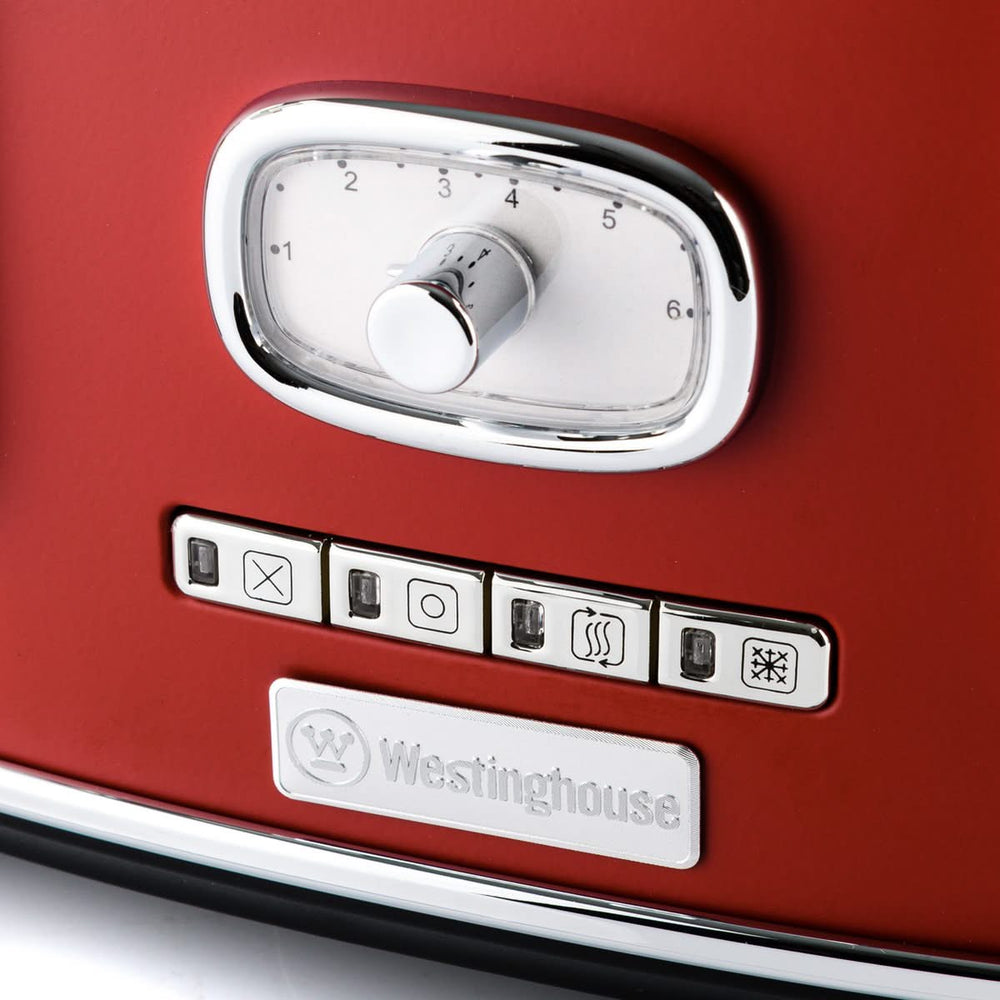 Bouilloire rétro Westinghouse + grille-pain 4 fentes - Rouge