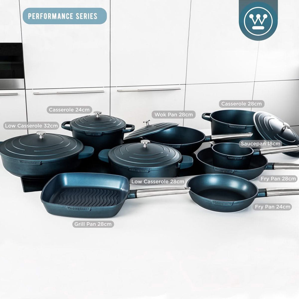 Ensemble de casseroles Westinghouse Performance (poêle wok + poêle grill) ø 28 cm - Bleu - Induction et toutes autres sources de chaleur