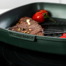 Ensemble de casseroles Westinghouse Performance (poêle wok + poêle grill) ø 28 cm - Vert - Induction et toutes autres sources de chaleur