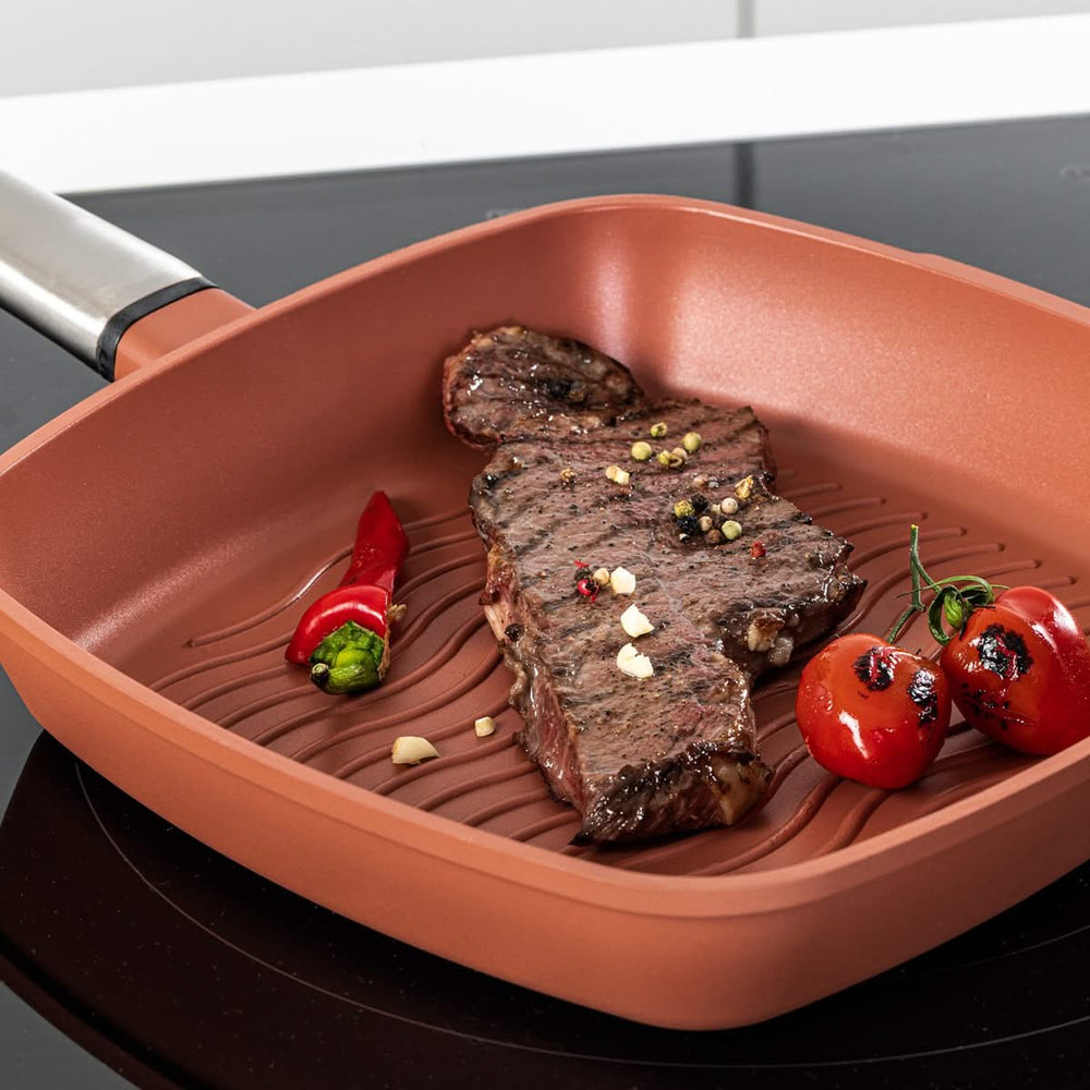 Ensemble de casseroles Westinghouse Performance (poêle wok + poêle grill) ø 28 cm - Rouge - Induction et toutes autres sources de chaleur