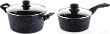 Ensemble de casseroles Westinghouse Black Marble (Poêle à rôtir ø 24 cm + Casserole en acier ø 18 cm) - Induction et toutes autres sources de chaleur