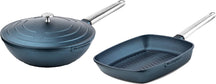 Ensemble de casseroles Westinghouse Performance (poêle wok + poêle grill) ø 28 cm - Bleu - Induction et toutes autres sources de chaleur