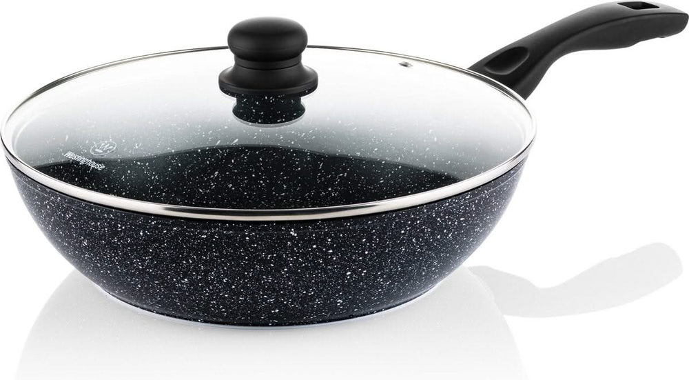 Ensemble de poêles Westinghouse Black Marble (poêle grill de 28 cm + poêle wok de ø 30 cm) - Induction et toutes autres sources de chaleur