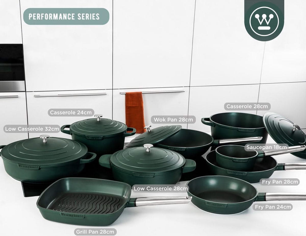 Ensemble de poêles Westinghouse Performance ø 24 et 28 cm - Vert - Induction et toutes autres sources de chaleur