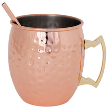 Verres à cocktail Moscow Mule avec pailles - Cozy Trendy- 450 ml - Cuivre martelé - 2 pièces