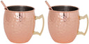 Verres à cocktail Moscow Mule avec pailles - Cozy Trendy- 450 ml - Cuivre martelé - 2 pièces