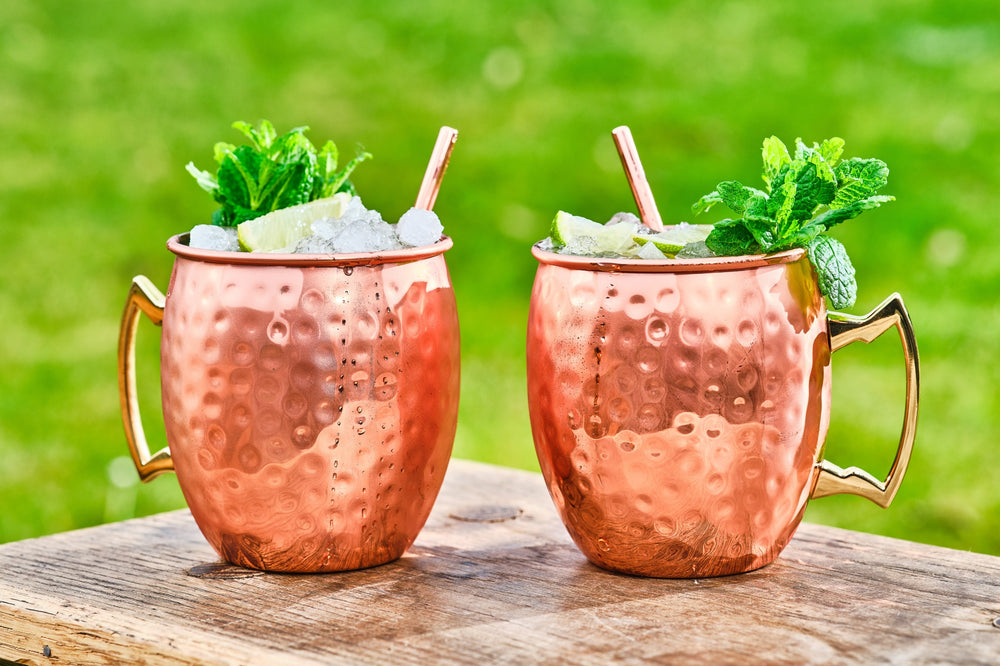 Verres à cocktail Moscow Mule avec pailles - Cozy Trendy- 450 ml - Cuivre martelé - 2 pièces