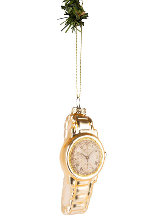 Boule de Noël Nordic Light - en verre - Horloge - 11 cm - Or