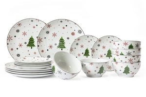 Service de vaisselle Cookinglife - Vaisselle de Noël - Porcelaine - Rouge 18 pièces / 6 personnes