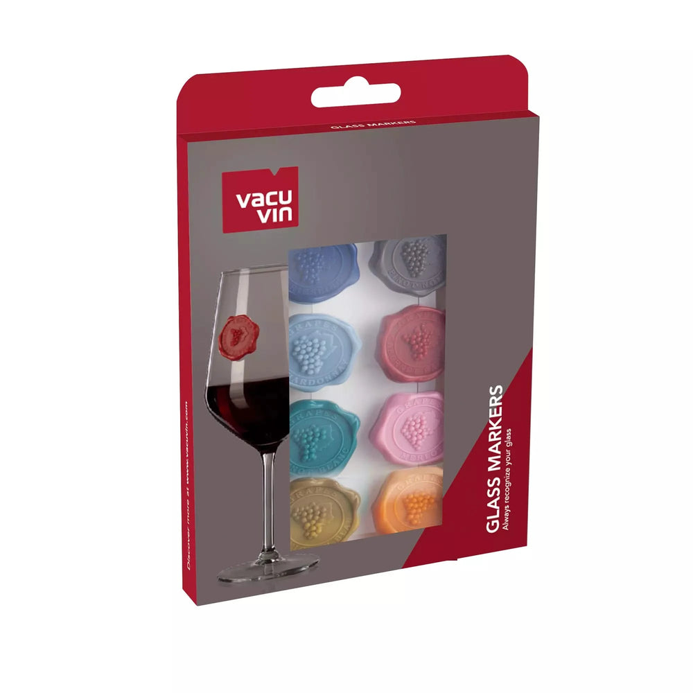 Reconnaissants de verre à vin Vacu Vin - Colorés - 8 pièces