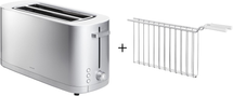 Zwilling Grille-Pain XL Enfinigy + Pince Grille-Pain - 2 Fentes Longues - 7 Niveaux de Chaleur - 1800 W - Argent/Blanc