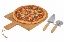 Pizza set Bamboe - Pizzaplank 43 x 30 cm, Pizzasnijder & Pizzames - Cookinglife