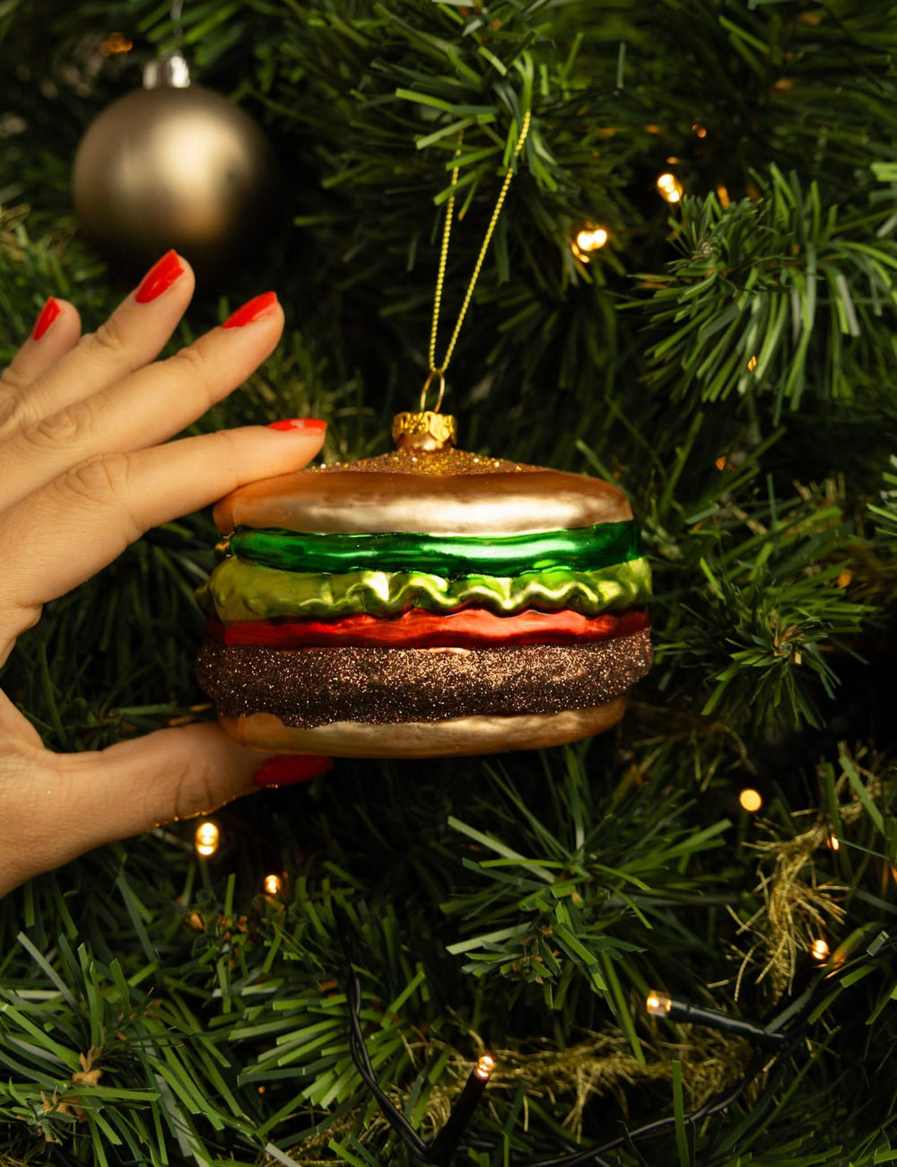 Boule de Noël Nordic Light Hamburger 10 cm