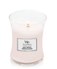 Bougie parfumée WoodWick Sheer Tuberose - Moyenne - 11 cm / ø 10 cm