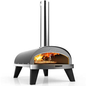 Four à pizza ZiiPa Piana - À bois - avec thermomètre - Anthracite - pour des pizzas de ø 30 cm - avec vaisselle