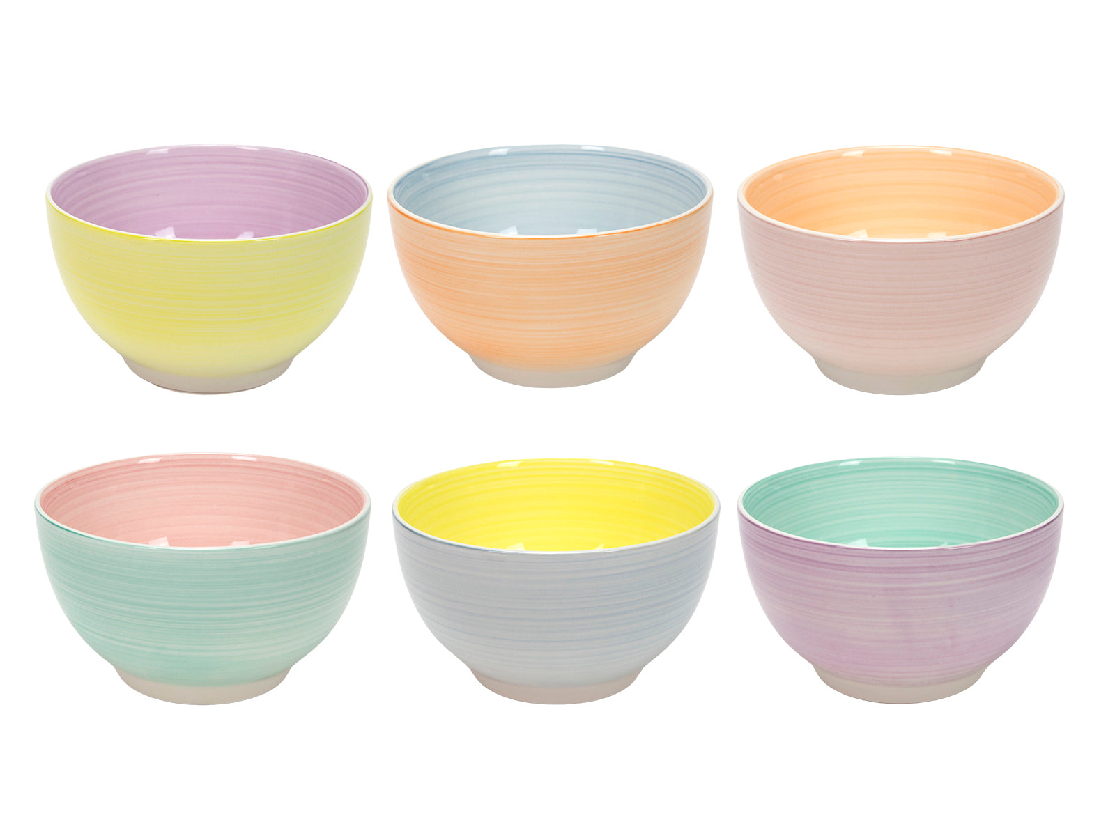 Set De 6 Bols à Soupe Céramique Pastel Harmony - Ø14cm - Lave-vaisselle, Micro-ondes, Four - Couleurs Douces