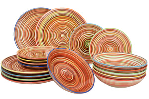 Service de vaisselle Cookinglife Rhythm & Lines 18 pièces / 6 personnes - 6 Assiette plates, 6 assiettes à petit-déjeuner en 6 assiettes creuses